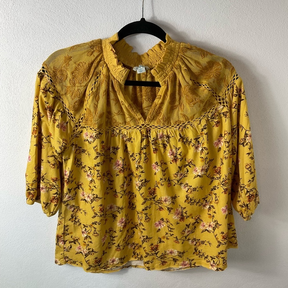 Sundance FLORENCE BLOOM Cotton Top Gold Floral Sz XS